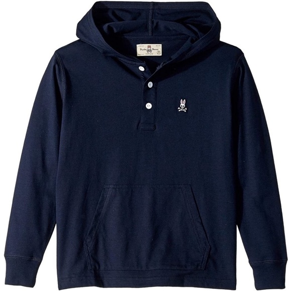 Psycho Bunny Navy Long Sleeve Button Packet Hoodie - Picture 2 of 14